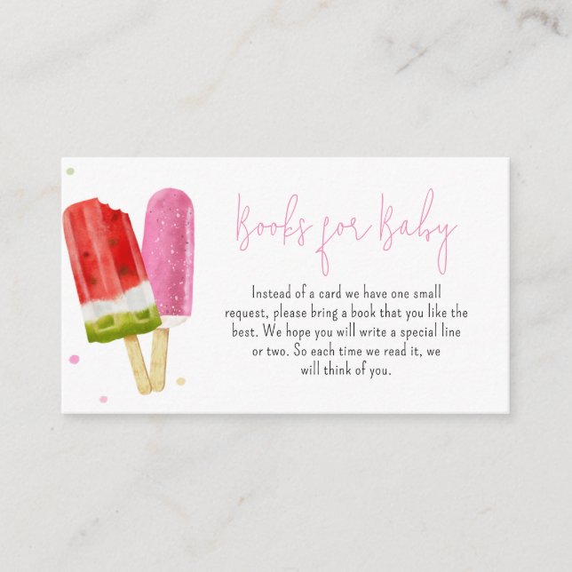 Carte D'accompagnement Pink Popsicle Baby shower Livres pour bébé (Devant)