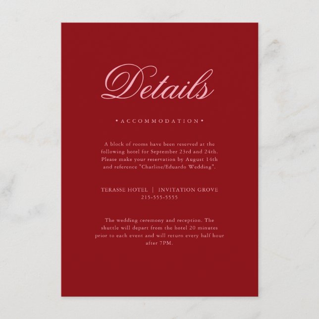 Carte D'accompagnement Pink Red Valentines  Elegant Neutral Details Card (Devant)