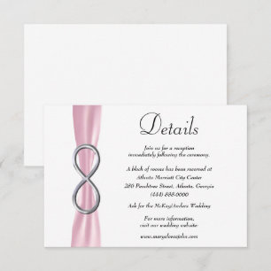Carte D'accompagnement Pink Ribbon Silver Infinity Détails du Mariage