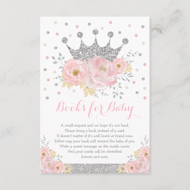Carte D'accompagnement Pink Silver Royal Crown Princess Livres pour bébé (Devant)