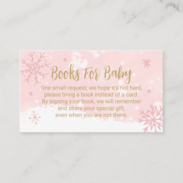 Carte D'accompagnement Pink Snowflakes Girl Baby shower Livres Pour Bébé (Devant)