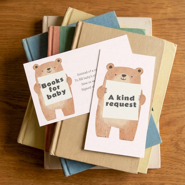 Carte D'accompagnement Pink teddy Bear Books for baby Request (Pink teddy Bear Books for baby Request Enclosure Card.)