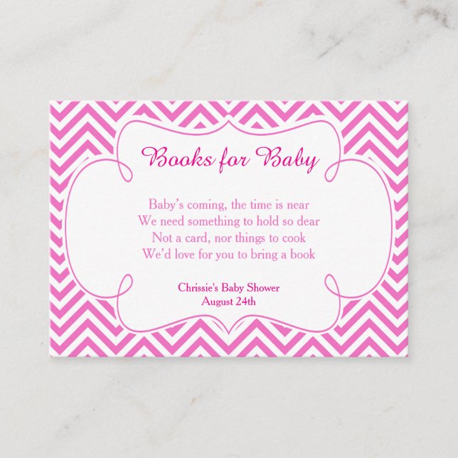Carte D'accompagnement Pink & White Chevron Baseball Baby Book Demande (Devant)