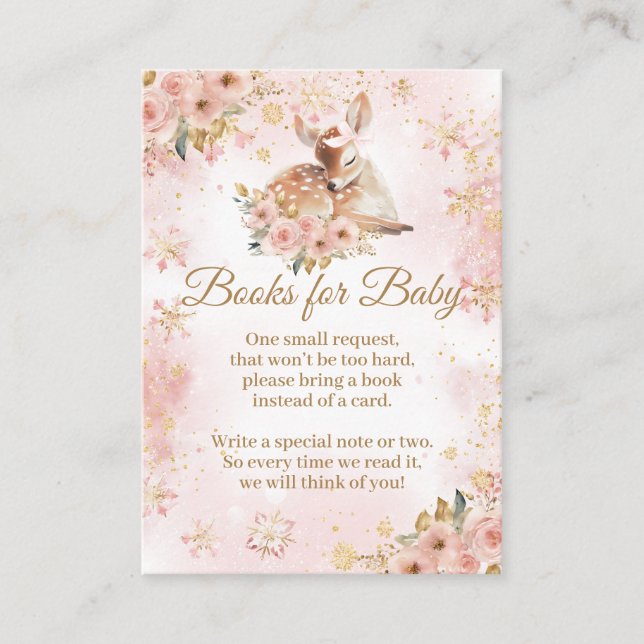 Carte D'accompagnement Pink Winter Deer C'est une fille Baby shower Livre (Devant)