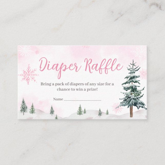 Carte D'accompagnement Pink Winter Wonderland Diaper Raffle (Devant)
