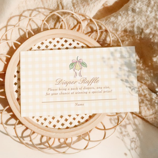 Carte D'accompagnement Pink & Yellow Lemon Bow Diaper Raffle (Créateur téléchargé)