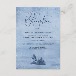 Carte D'accompagnement Pins de montagne Bleu Hiver Mariage Réception