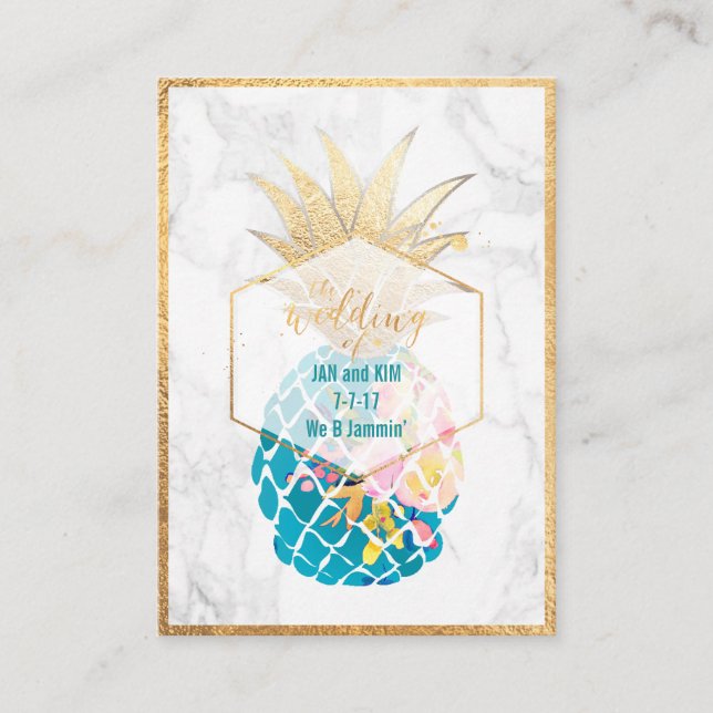 Carte D'accompagnement PixDezines Aloha Ananas/Or/Marbre/Boîtier (Devant)
