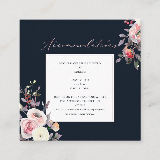 Carte D'accompagnement PixDezines Aquarelle Pastel Roses Hébergements (Devant)
