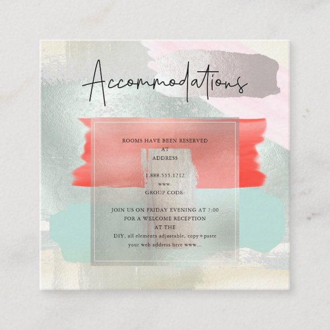Carte D'accompagnement PixDezines Art Moderne Seafoam Coral Hébergements (Devant)