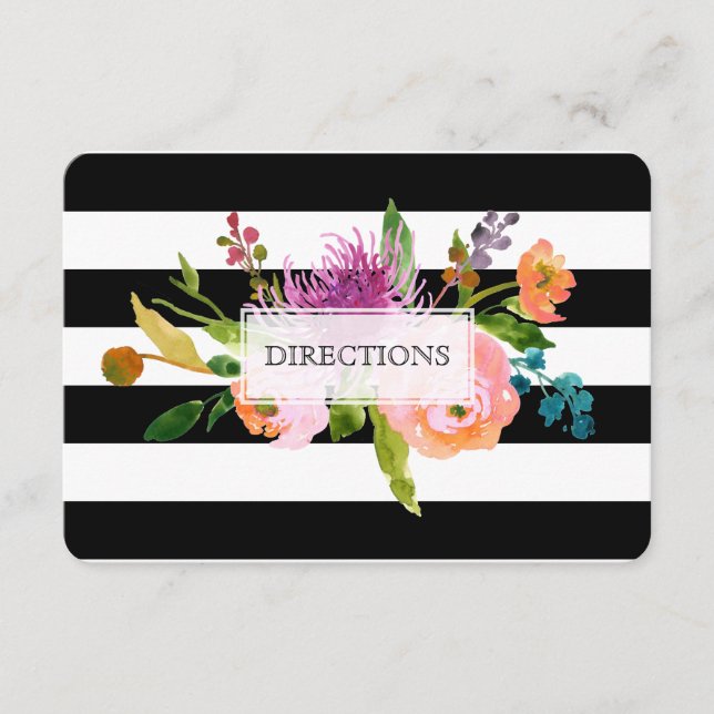 Carte D'accompagnement PixDezines directions mitzvah/DIYstripes/floral (Devant)