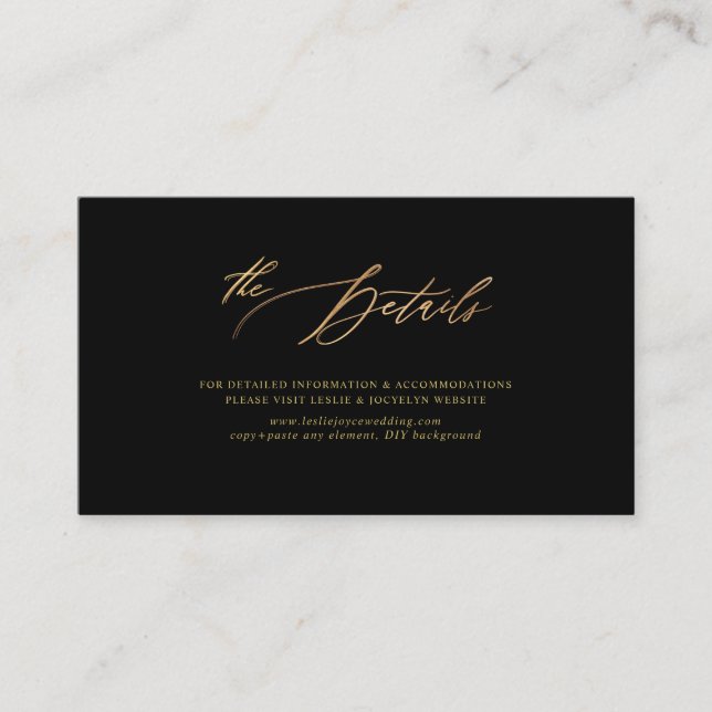 Carte D'accompagnement PixDezines Faux Gold Luxe Détails de la calligraph (Devant)