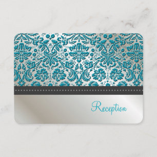 Carte D'accompagnement PixDezines réception/dentelle baroque/turquoise