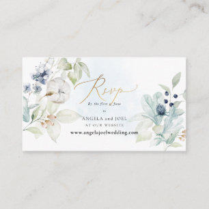 Carte D'accompagnement PixDezines Web RSVP Coton Hiver Bleu Poussiéreux
