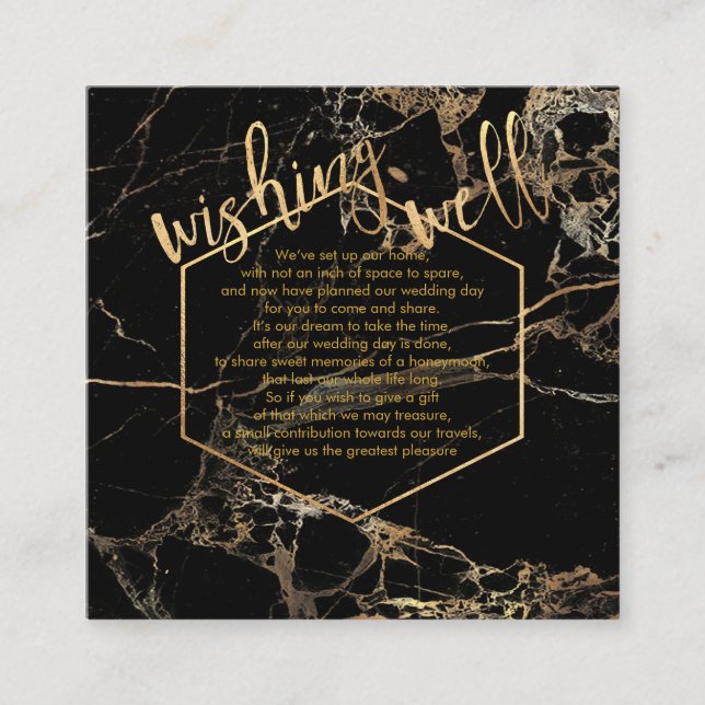 Carte D'accompagnement PixDezines Wishing Well/Black Marble Gold Veins (Devant)