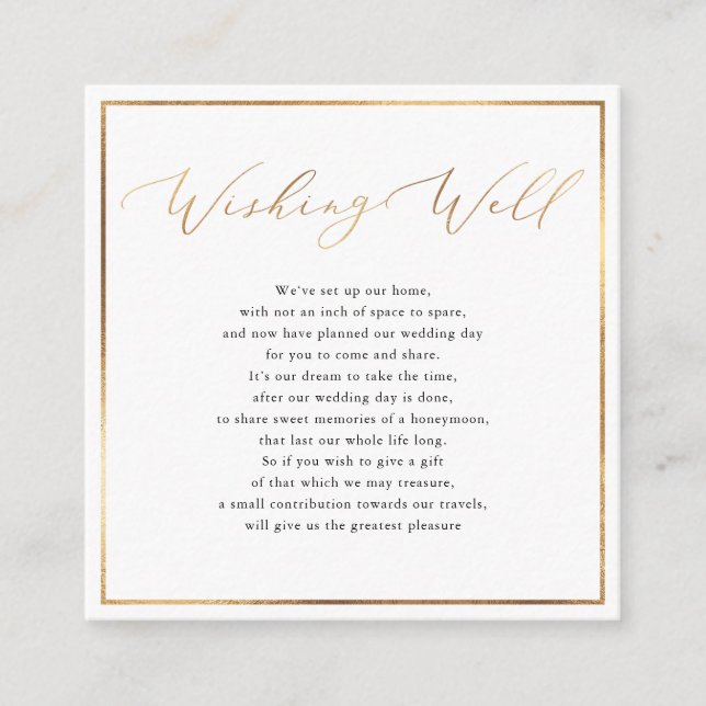 Carte D'accompagnement PixDezines Wishing Well, Calligraphie Faux Gold (Devant)
