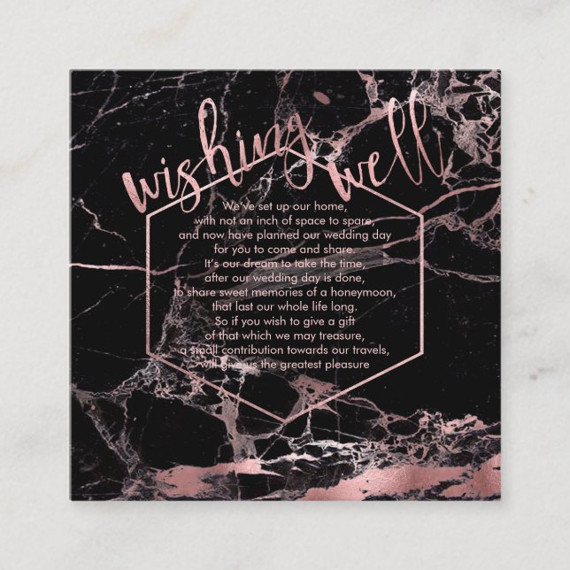 Carte D'accompagnement PixDezines Wishing Well/Marble/Black+Rose Gold (Devant)