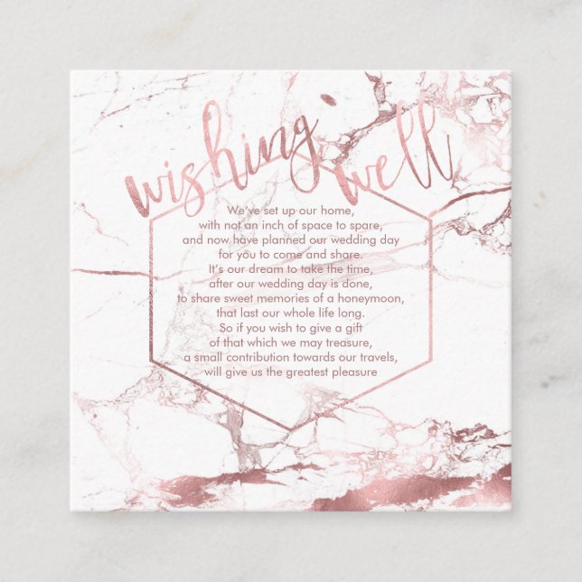 Carte D'accompagnement PixDezines Wishing Well/Marble/Blanc+Or Rose (Devant)