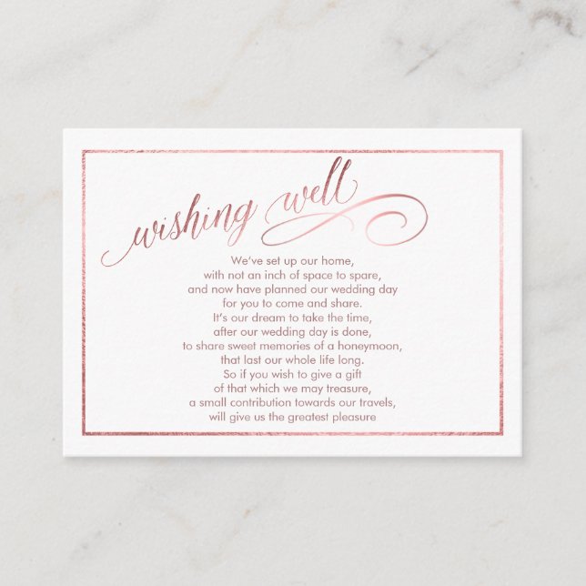 Carte D'accompagnement PixDezines Wishing Well/Marble /White+Rose Gold (Devant)