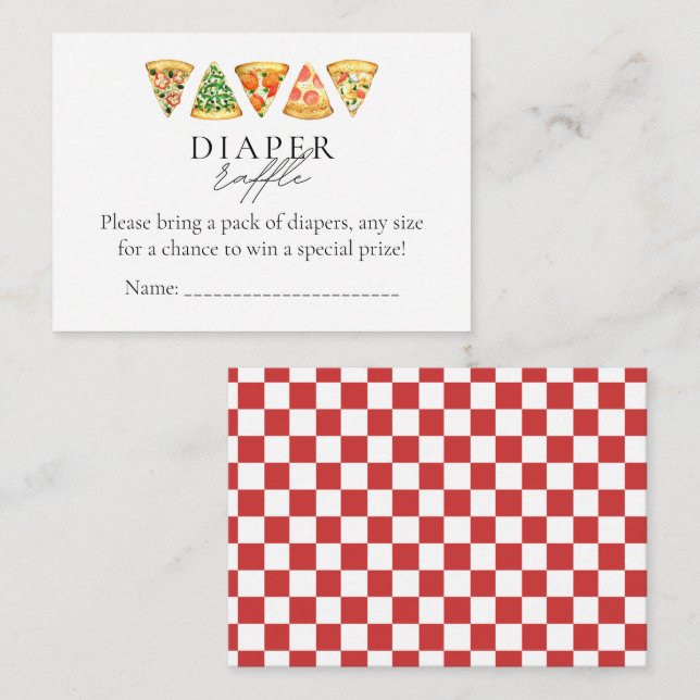Carte D'accompagnement Pizza and Brews Co Ed Baby shower Déchets Raffin (Devant / Derrière)