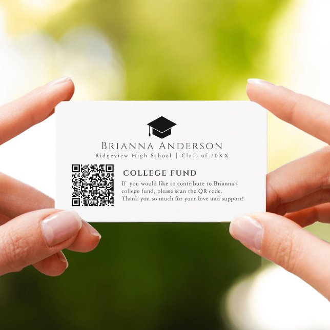 Carte D'accompagnement Plafond de diplôme noir minimal White College Fund (Créateur téléchargé)