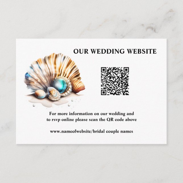 Carte D'accompagnement Plage coques de mer nautique en ligne code QR rsvp (Devant)