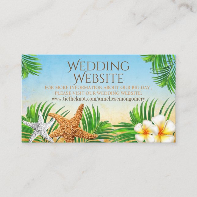 Carte D'accompagnement Plage côtière - Site Mariage (Devant)