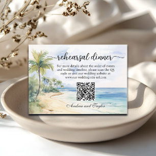 Carte D'accompagnement Plage et palmiers QR Code Dîner de répétition