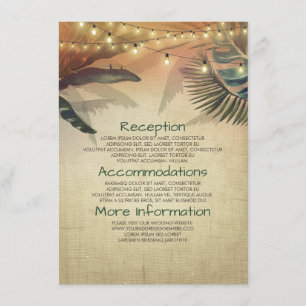 Carte D'accompagnement Plage Palms and Lights Information du Mariage Invi