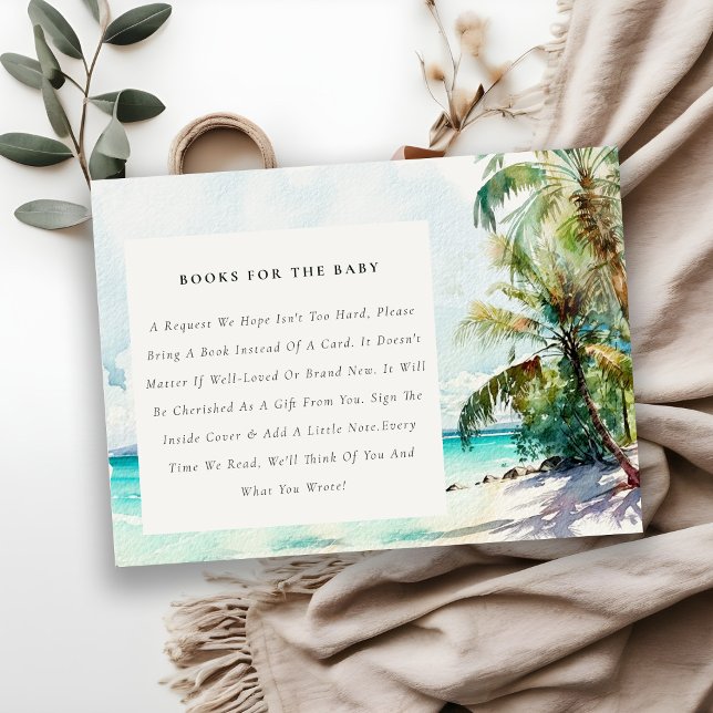 Carte D'accompagnement Plage Tropicale Palmiers Livres Pour Baby Shower (Créateur téléchargé)