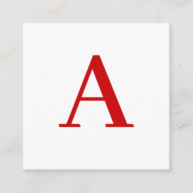 Carte D'accompagnement Plain Modern White Red Monogram Initial Letter (Devant)