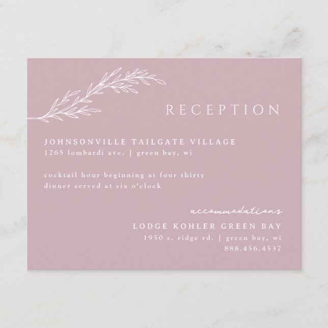 Carte D'accompagnement Plan floral Boho moderne en rose pâle (Devant)
