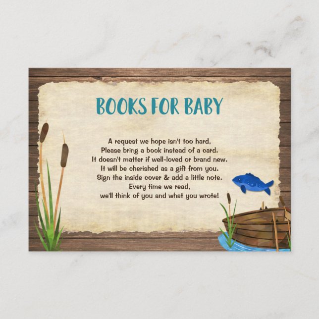 Carte D'accompagnement Planche de demande de baby shower de garçon de pêc (Devant)