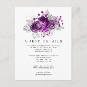 Carte D'accompagnement Plum and Navy Watercolor Mariage Détails sur l'inv