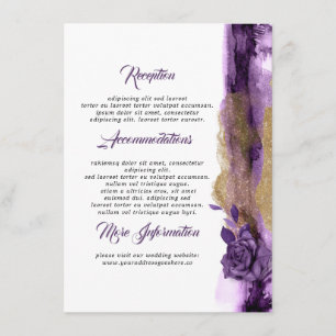 Carte D'accompagnement Plum et or Floral Mariage Information Invité