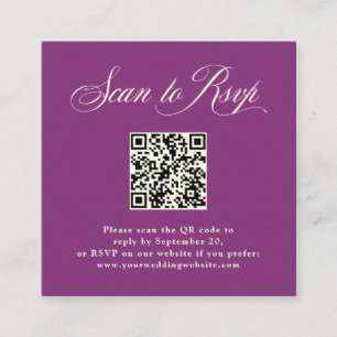 Carte D'accompagnement Plum Purple Élégance italienne   RSVP avec code QR