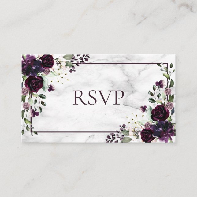 Carte D'accompagnement Plum violet Fleur Marbre Automne Mariage d'hiver R (Devant)