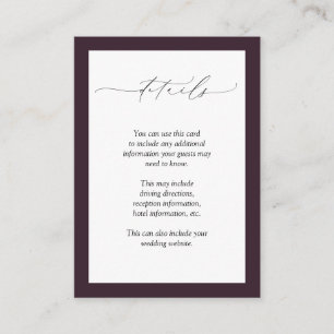 Carte D'accompagnement Plum violet mauve Floral Aquarelle Mariage Détail