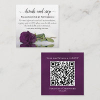 Plum violet Rose Détails du Mariage et RSVP QR Cod