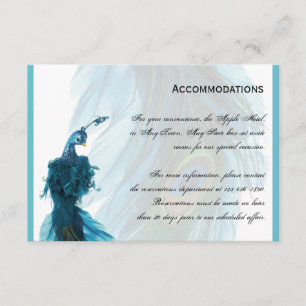 Carte D'accompagnement Plume Peacock Bleu turquoise Hébergements