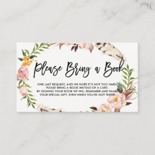 Carte D'accompagnement Plumes et fleurs de Bohême Apportez un livre