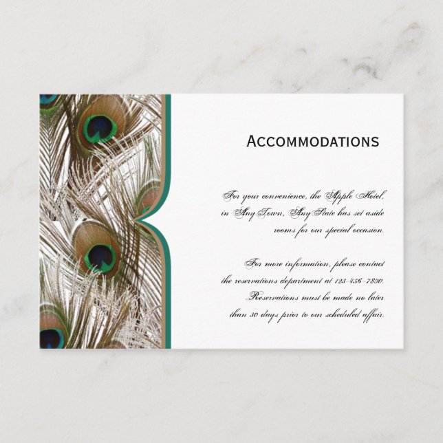 Carte D'accompagnement Plumes Peacock avec un cadre double (Devant)