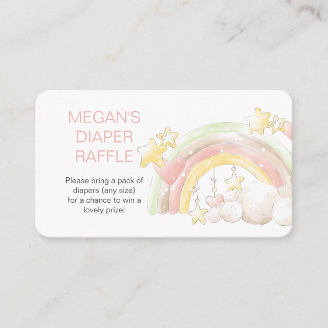 Carte D'accompagnement Poème Raffle Diaper Rainbow et Baby shower étoiles (Devant)