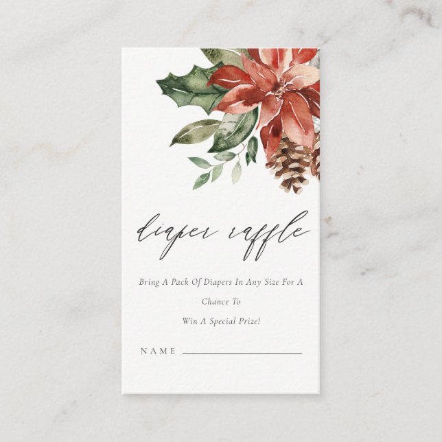 Carte D'accompagnement Poinsettia Pine Cône Diaper Baby shower de carafe (Devant)