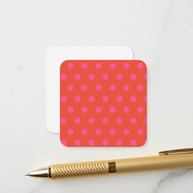 Carte D'accompagnement Pois rose et rouge orange monogrammé (Devant/Arrière en situation)