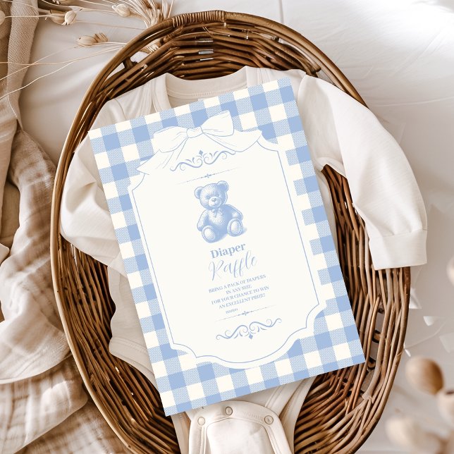 Carte D'accompagnement Poitrine En vichy Français Teddy Bear Diapper Raff (Créateur téléchargé)