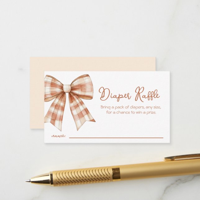 Carte D'accompagnement Poitrine rose Baby shower Déchets Raffle (Devant/Arrière en situation)