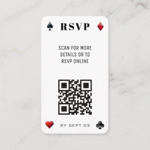 Carte D'accompagnement Poker QR Code Mariage RSVP