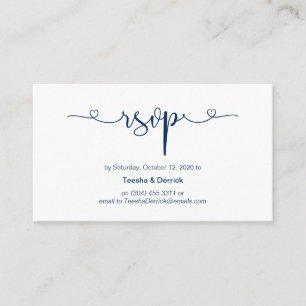 Carte D'accompagnement Police bleu marine moderne, mariage RSVP