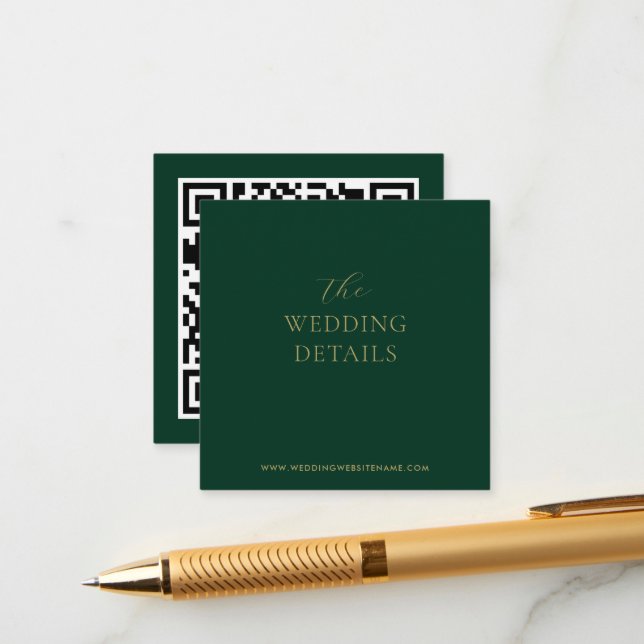 Carte D'accompagnement Police mariage Emerald Green & Gold (Devant/Arrière en situation)